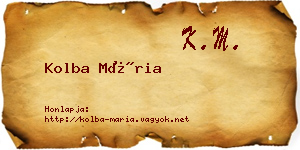 Kolba Mária névjegykártya